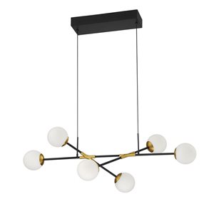Kendal Lighting CALIPSO Black/Brass 6-Light LED Island Light