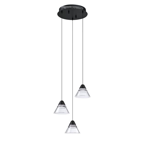 Kendal Lighting GEO Black 3-Light LED Multi-Light Pendant