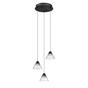 Kendal Lighting GEO Black 3-Light LED Multi-Light Pendant