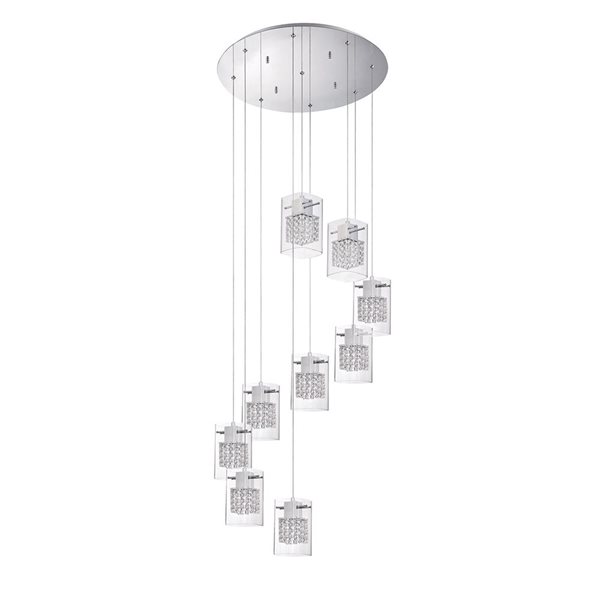 Kendal Lighting POLITAN Chrome 9-Light Pendant Pan