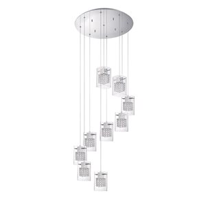 Kendal Lighting POLITAN Chrome 9-Light Pendant Pan