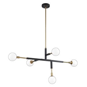 Kendal Lighting AMBIENCE Black/ Brass 5-Light Island Light