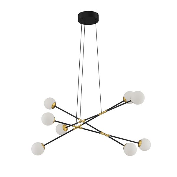 Kendal Lighting CALIPSO Black/Brass 8-Light LED Pendant