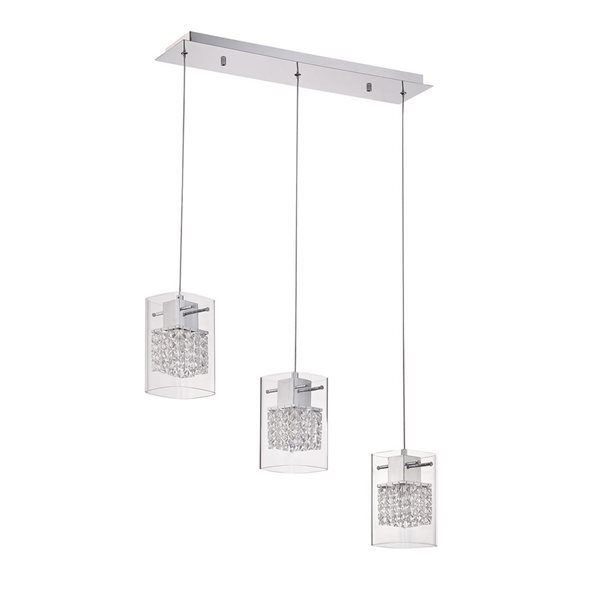 Kendal Lighting POLITAN Chrome 3-Light Pendant Bar