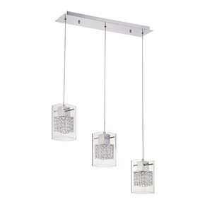 Kendal Lighting POLITAN Chrome 3-Light Pendant Bar