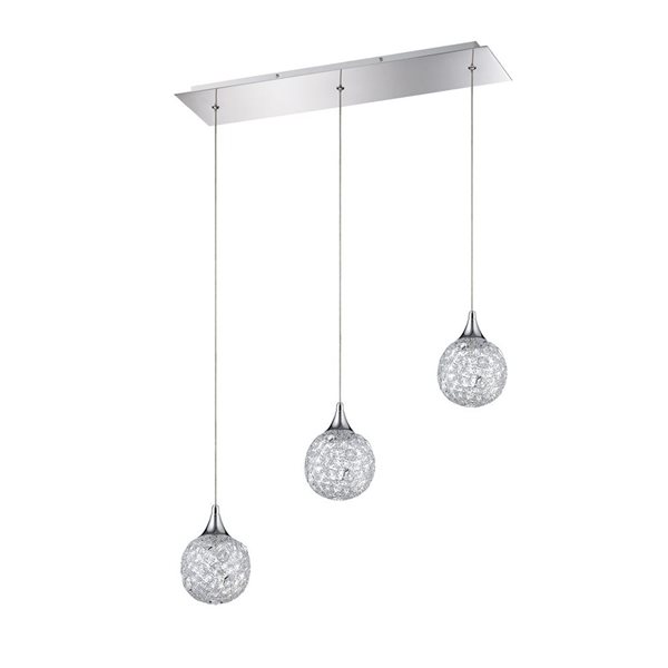 Kendal Lighting SOLARO Chrome 3-Light Pendant Bar