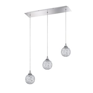 Kendal Lighting SOLARO Chrome 3-Light Pendant Bar