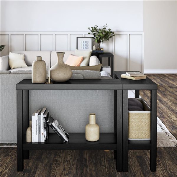 Duo de consoles jumelles en bois d’ingénierie Parsons Ameriwood Home en chêne noir, 30 po h.