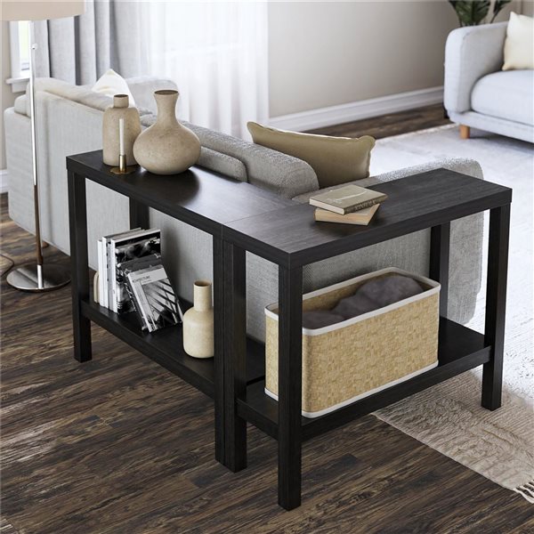 Duo de consoles jumelles en bois d’ingénierie Parsons Ameriwood Home en chêne noir, 30 po h.