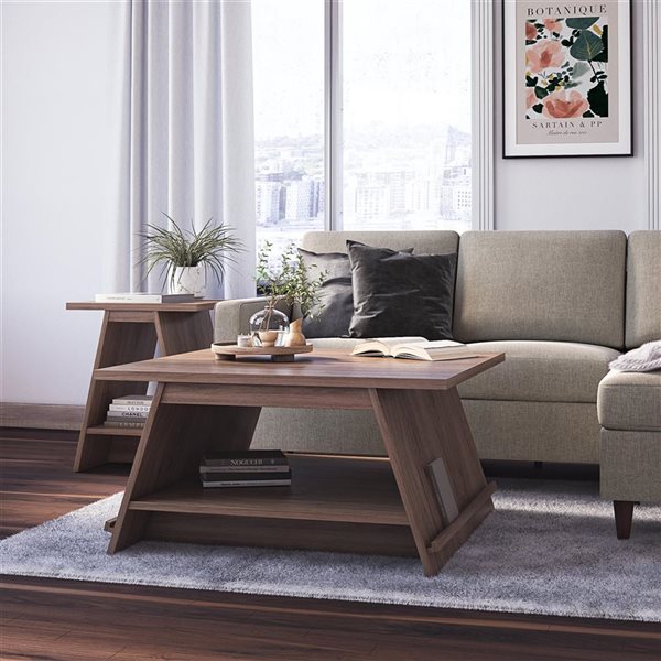 Ameriwood Home Danton Walnut A-Frame Coffee Table