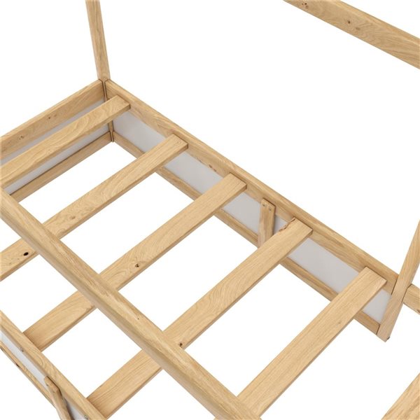 Lit 3-en-1 deux places pour enfants Saffiano Little Seeds en bois naturel et blanc