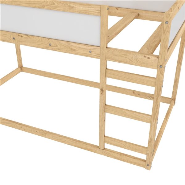 Lit 3-en-1 deux places pour enfants Saffiano Little Seeds en bois naturel et blanc