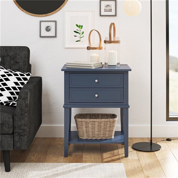 Ameriwood Home Franklin 22 W x 15.5 D x 28-in H Stone Blue MDF Accent Table with 2 Drawers