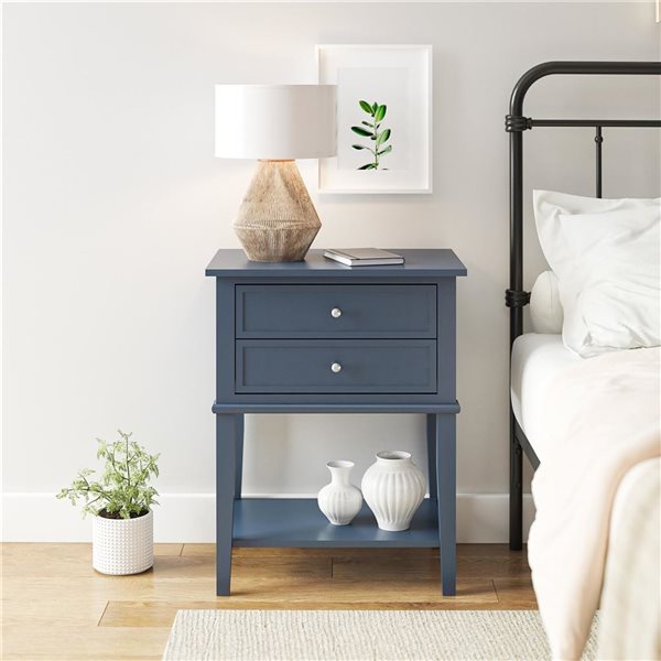 Ameriwood Home Franklin 22 W x 15.5 D x 28-in H Stone Blue MDF Accent Table with 2 Drawers