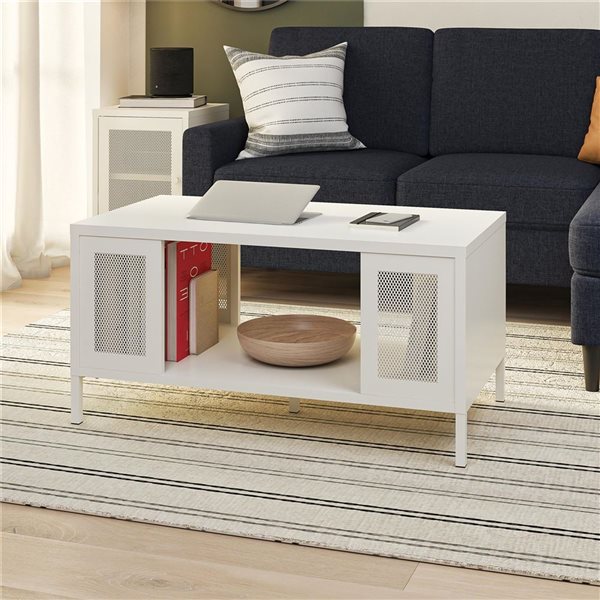 Table basse Sunset District Systembuild Evolution en métal blanc doux