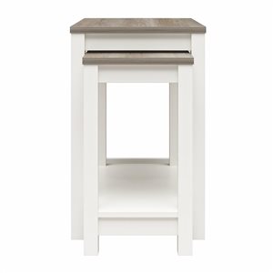 Ameriwood Home Chapel Hill White with Brown Oak Top Rustic Farmhouse Nesting Tables - Set of 2