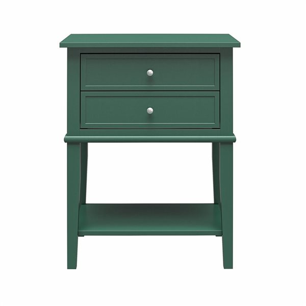 Table d’appoint en MDF vert chasseur Franklin Ameriwood Home à 2 tiroirs, 22 po l. x 15,5 po p. x 28 po h.