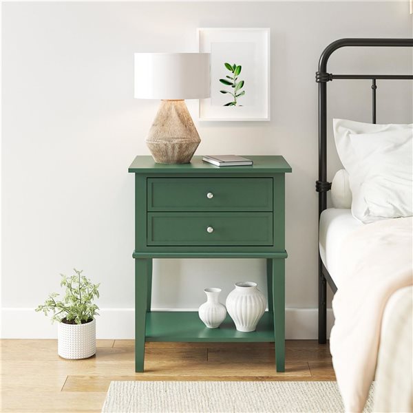 Ameriwood Home Franklin 22 W x 15.5 D x 28-in H Hunter Green MDF Accent Table with 2 Drawers