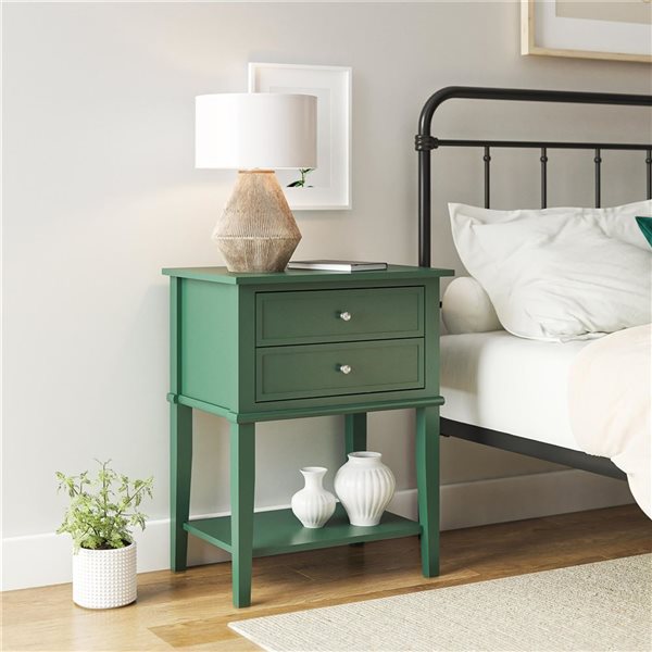 Ameriwood Home Franklin 22 W x 15.5 D x 28-in H Hunter Green MDF Accent Table with 2 Drawers