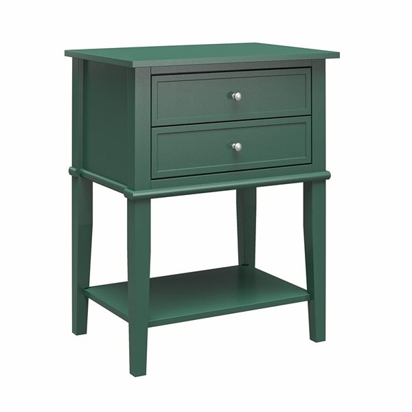 Ameriwood Home Franklin 22 W x 15.5 D x 28-in H Hunter Green MDF Accent Table with 2 Drawers