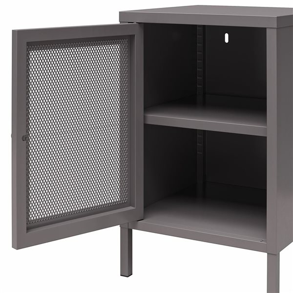 Systembuild Evolution Sunset District 15 W x 16 D x 24-in H Graphite Metal Side Table with Mesh Door