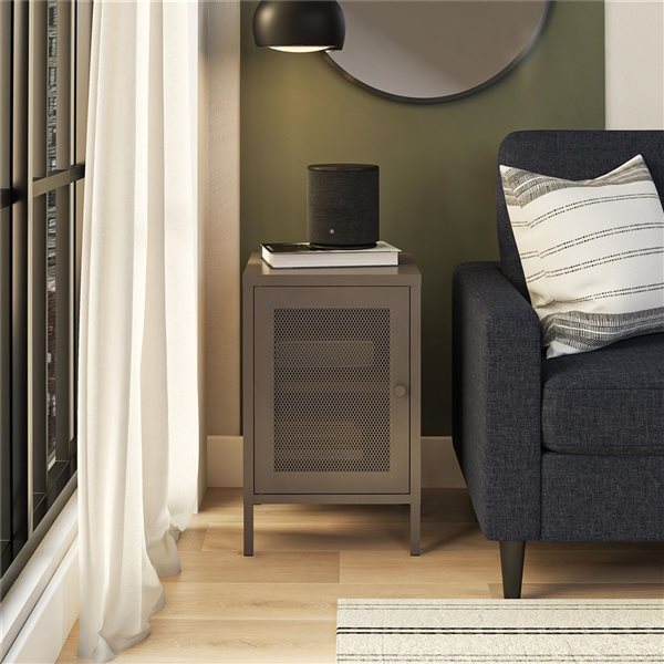 Systembuild Evolution Sunset District 15 W x 16 D x 24-in H Graphite Metal Side Table with Mesh Door