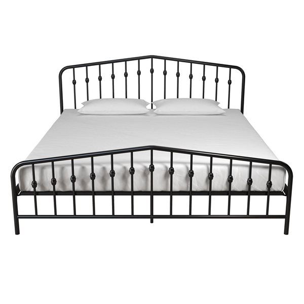 Novogratz Bushwick Black Metal King-Size Platform Bedframe with Headboard