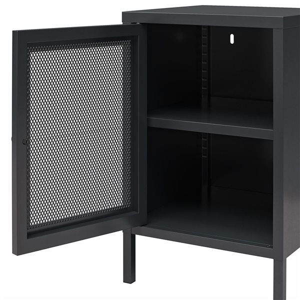 Systembuild Evolution Sunset District 15 W x 16 D x 24-in H Black Metal Side Table with Mesh Door