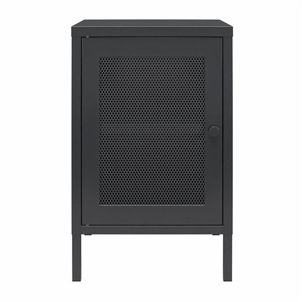 Systembuild Evolution Sunset District 15 W x 16 D x 24-in H Black Metal Side Table with Mesh Door