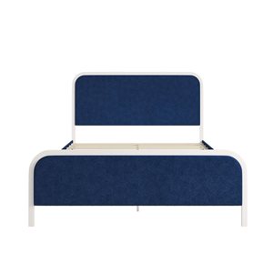 Novogratz Tallulah Navy/White Metal Queen-Size Platform Bed w/ Upholstered Headboard