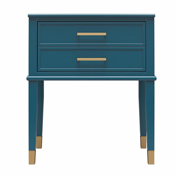 CosmoLiving by Cosmopolitan Westerleigh Moroccan Blue Wooden End Table w/ Gold-Plated Handles and Feet