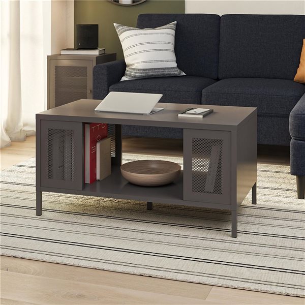 Table basse Sunset District Systembuild Evolution en métal gris graphite