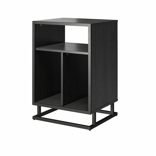 Novogratz Regal 19 W x 16 D x 27-in H Black Oak Engineered Wood Turntable Stand/End Table