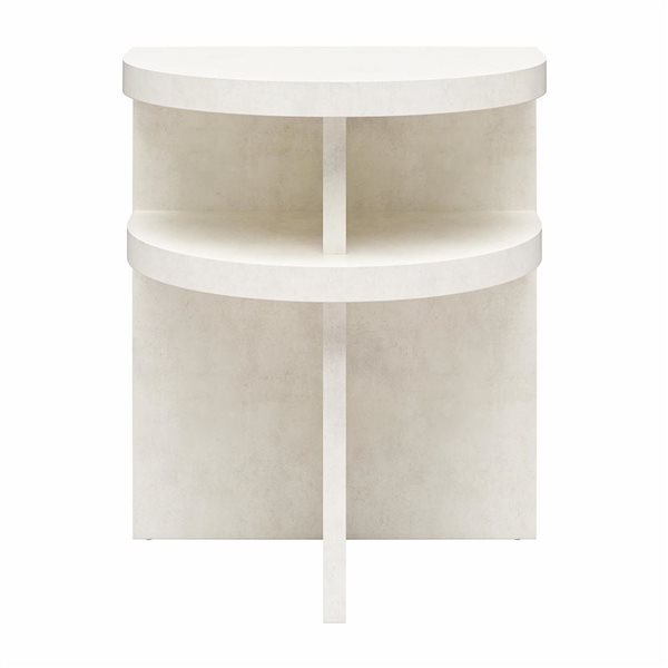 Tables d’appoint modernes Daytona Ameriwood Home demi-cercle similiplâtre blanc cassé, 20  x 14 p. 24 po h., jeu de 2