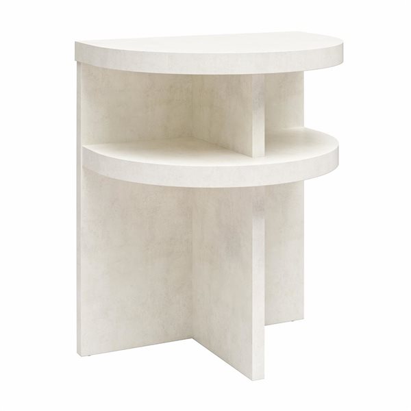 Ameriwood Home Daytona 20 W x 14 D x 24-in H Off-White Faux Plaster Modern Semicircle End Tables - Set of 2