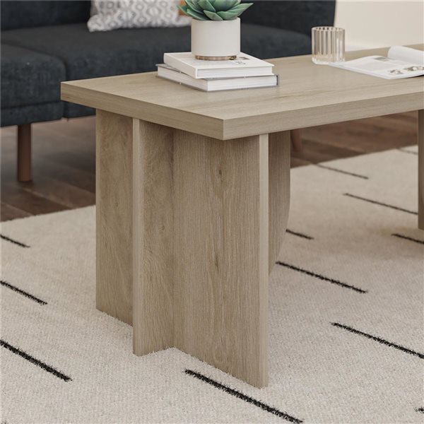 Table basse rectangulaire Voler de Novogratz en panneau de particules chêne clair