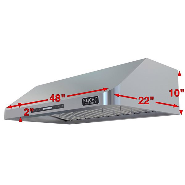 KUCHT 48-in 1200 CFM 3-Speed Fan Under Cabinet Range Hood - Stainless Steel