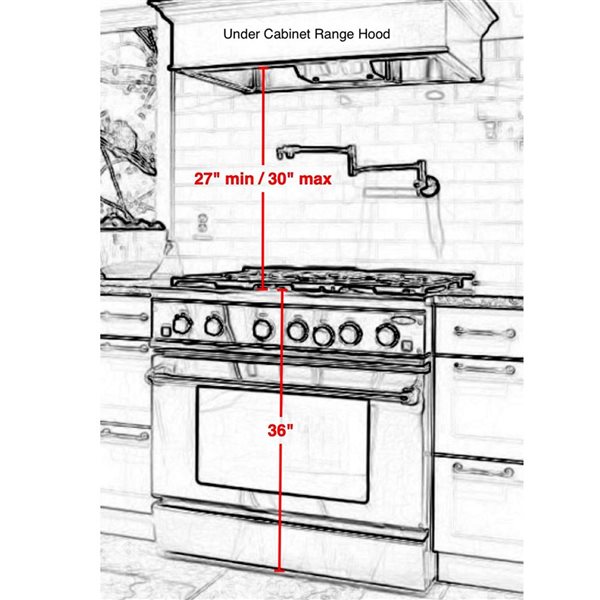 KUCHT 48-in 1200 CFM 3-Speed Fan Under Cabinet Range Hood - Stainless Steel