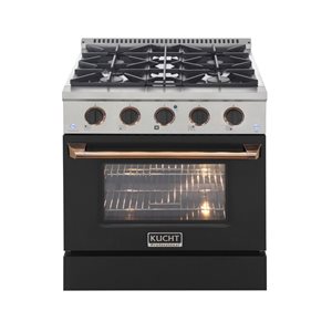 KUCHT 30-in 4.2-ft³ Convection Oven Propane Gas Range with Black Oven Door and Gold Handle and Ring Knobs