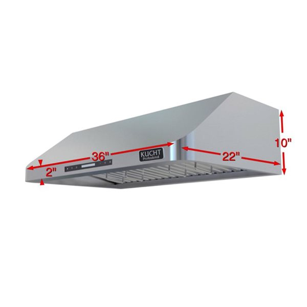 KUCHT 36-in 900 CFM 3-Speed Fan Under Cabinet Range Hood - Stainless Steel