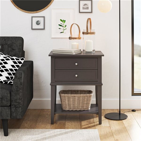 Ameriwood Home Franklin Graphite Accent Table with 2 Drawers