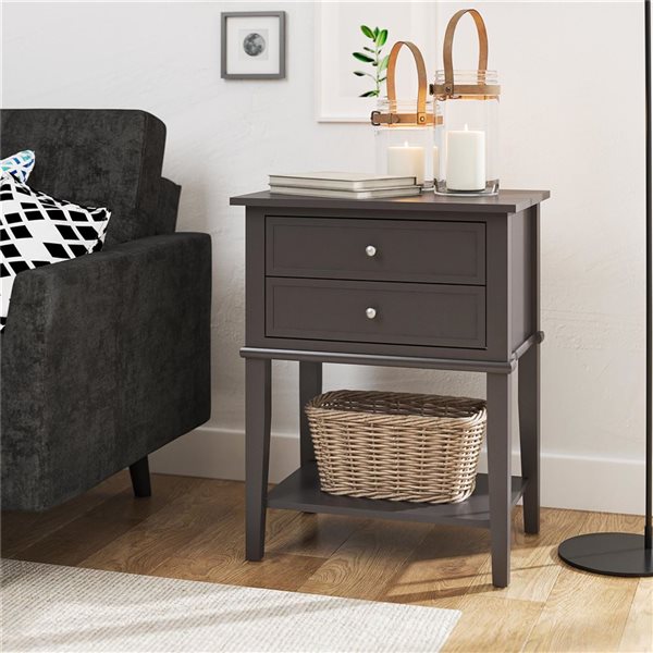 Ameriwood Home Franklin Graphite Accent Table with 2 Drawers