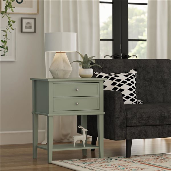 Ameriwood Home Franklin Pale Green Accent Table with 2 Drawers