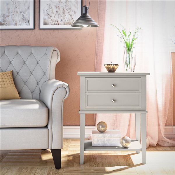 Ameriwood Home Franklin Taupe Accent Table with 2 Drawers