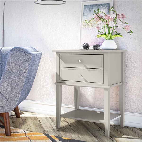 Ameriwood Home Franklin Taupe Accent Table with 2 Drawers