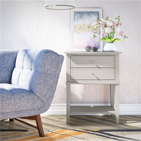 Ameriwood Home Franklin Taupe Accent Table with 2 Drawers