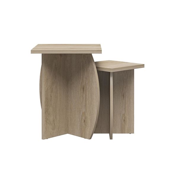 Novogratz Voler Set of 2 Light Oak Minimalist Nesting End Tables