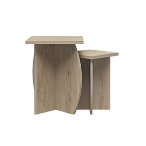 Novogratz Voler Set of 2 Light Oak Minimalist Nesting End Tables