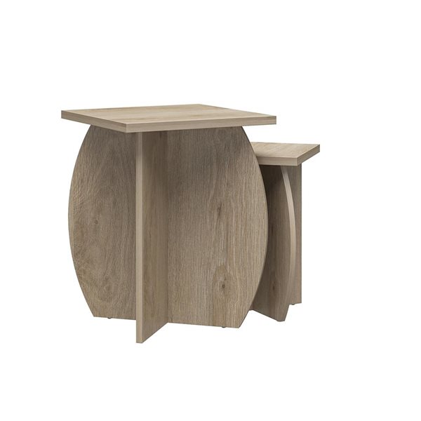 Novogratz Voler Set of 2 Light Oak Minimalist Nesting End Tables