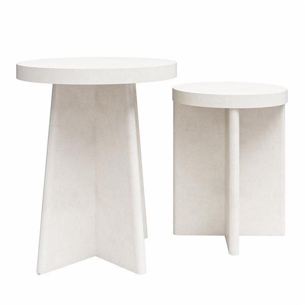 Ameriwood Home Liam End Tables, Set of 2, Faux Plaster